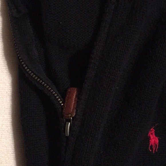 Polo by Ralph Lauren 100% Cotton Quarter Zip Navy Sweater sz L - Picture 5 of 11